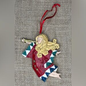 Russ Berrie Christmas Sample Angel Ornament Resin Folk Art Rustic Farmhouse